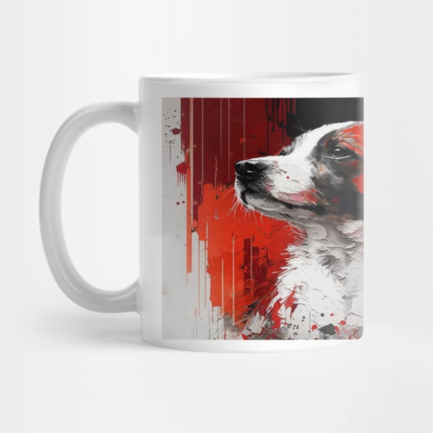 Abstract Splash Painting Of A Dog In Black And Red Colours by Unwind-Art-Work